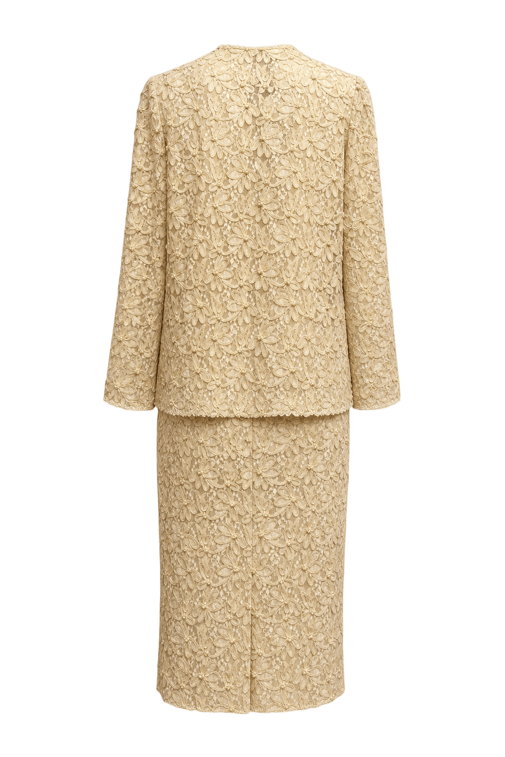 1980s Cream Lace Blouse + Skirt Set - Back View