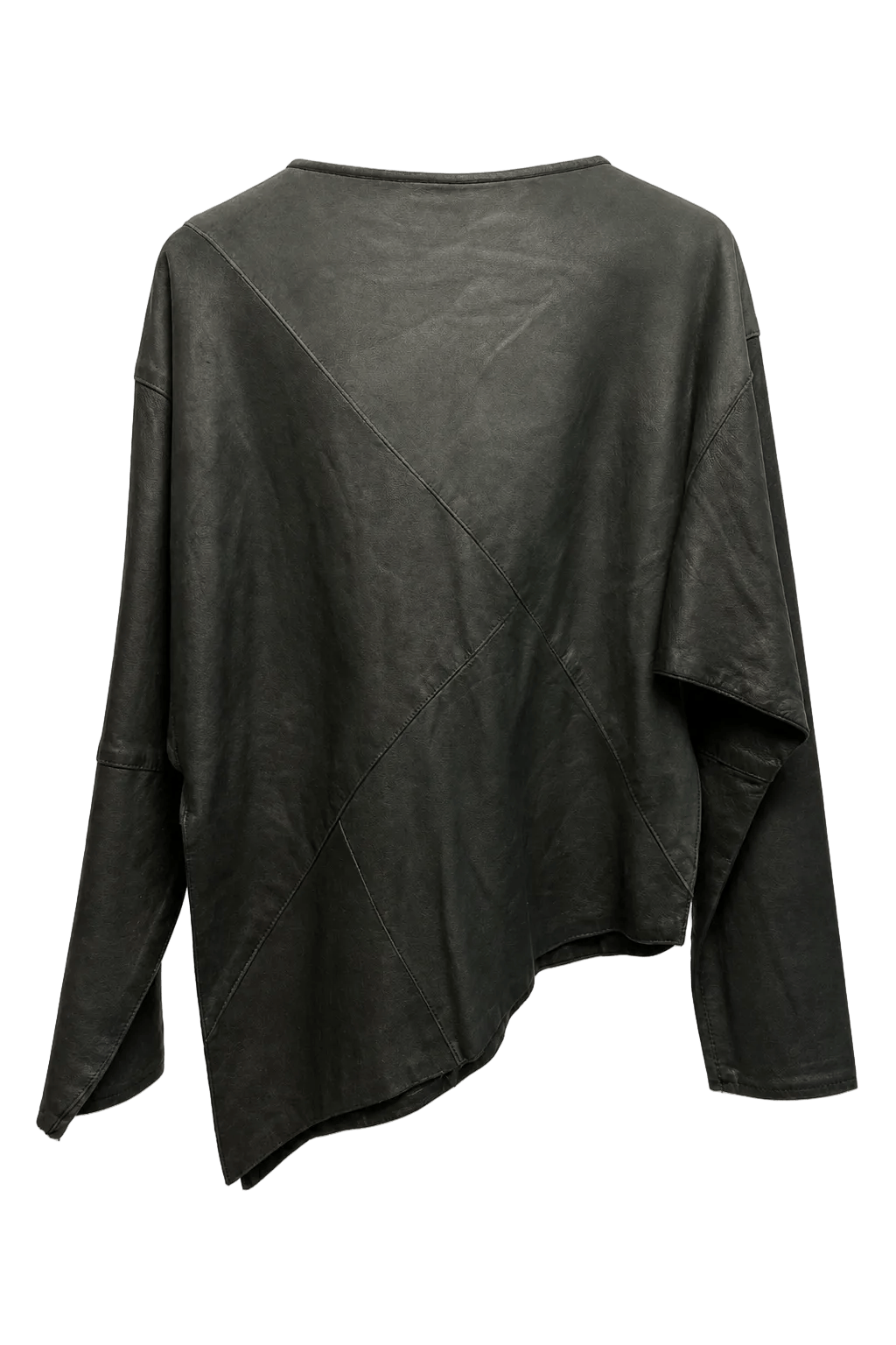 1980s Black Leather Sweater - Back View