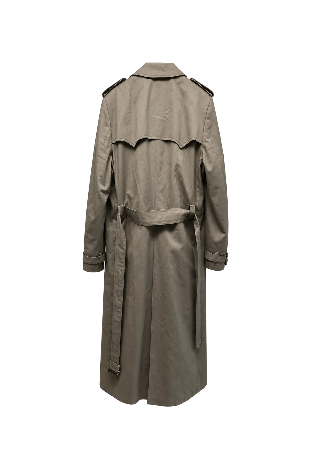 1990s Taupe Cotton Trench Coat - Back View