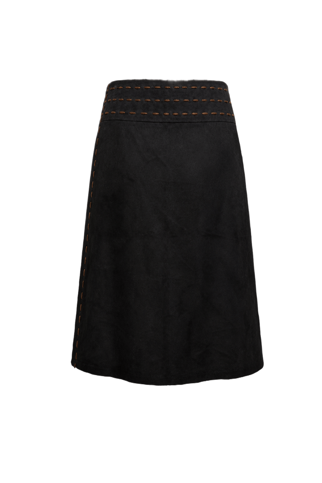 1970s Black Suede Skirt - Back View