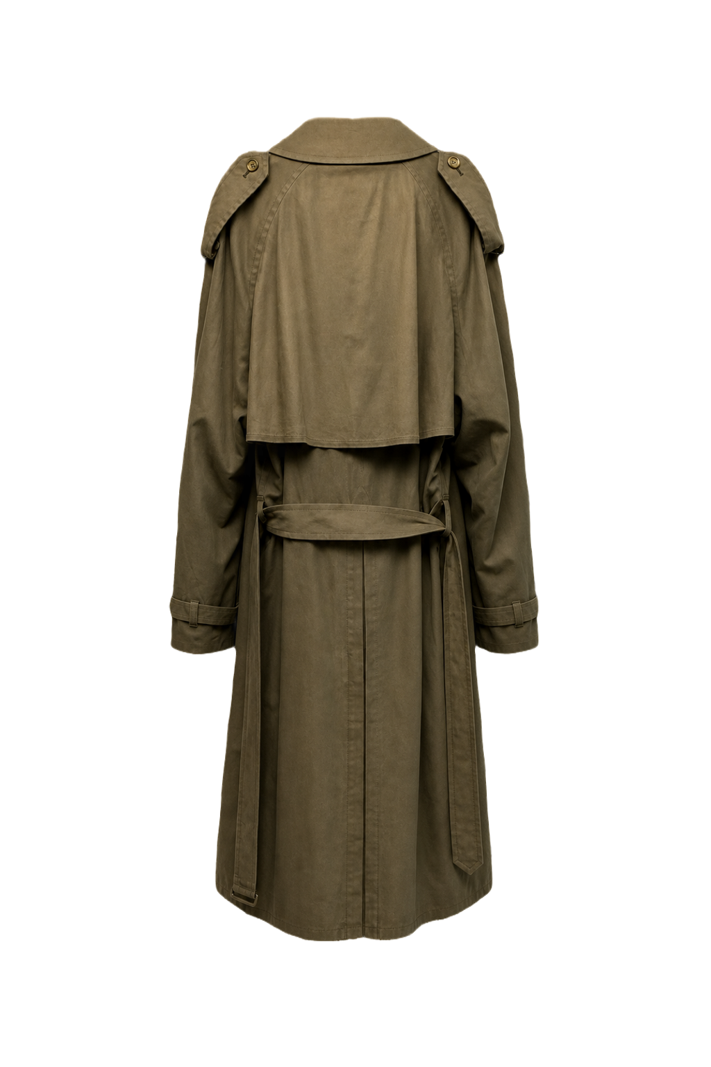 1980s Olive Green Cotton Trench Coat - Back View
