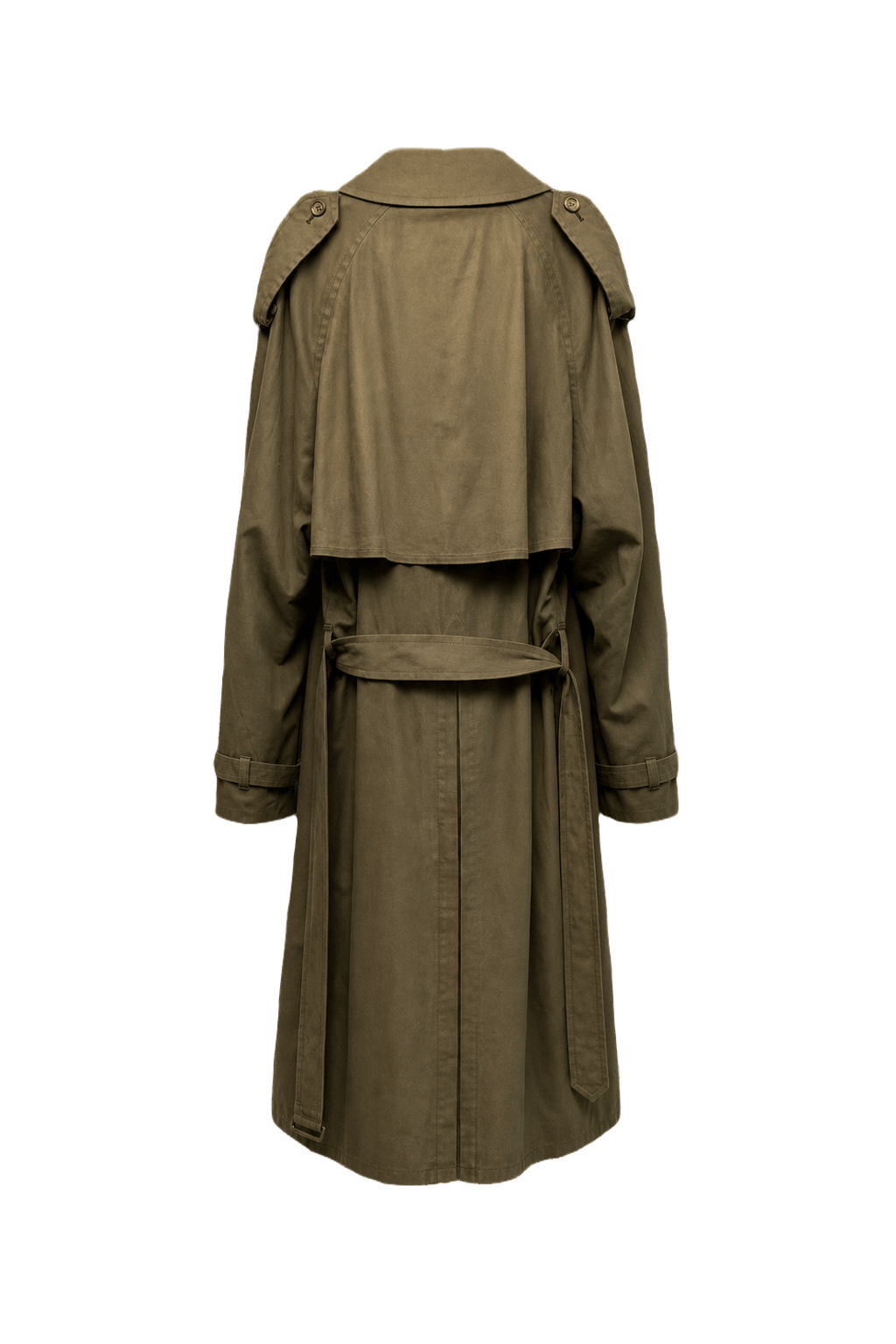 1980s Olive Green Cotton Trench Coat - Back View