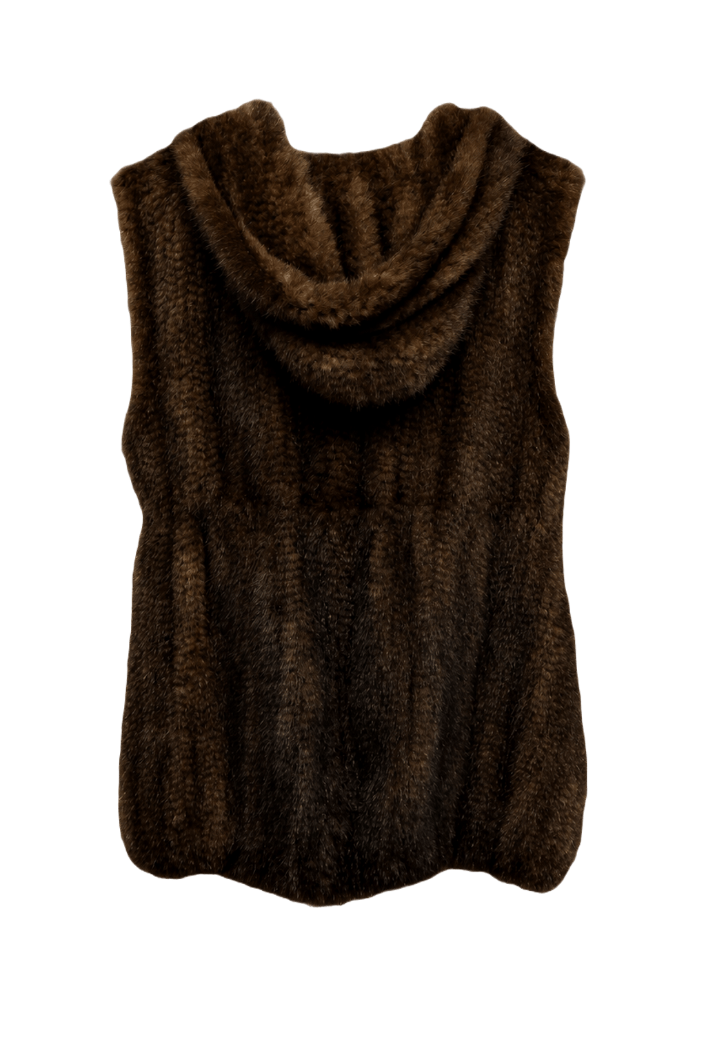 1980s Brown Faux Fur Vest - Back View