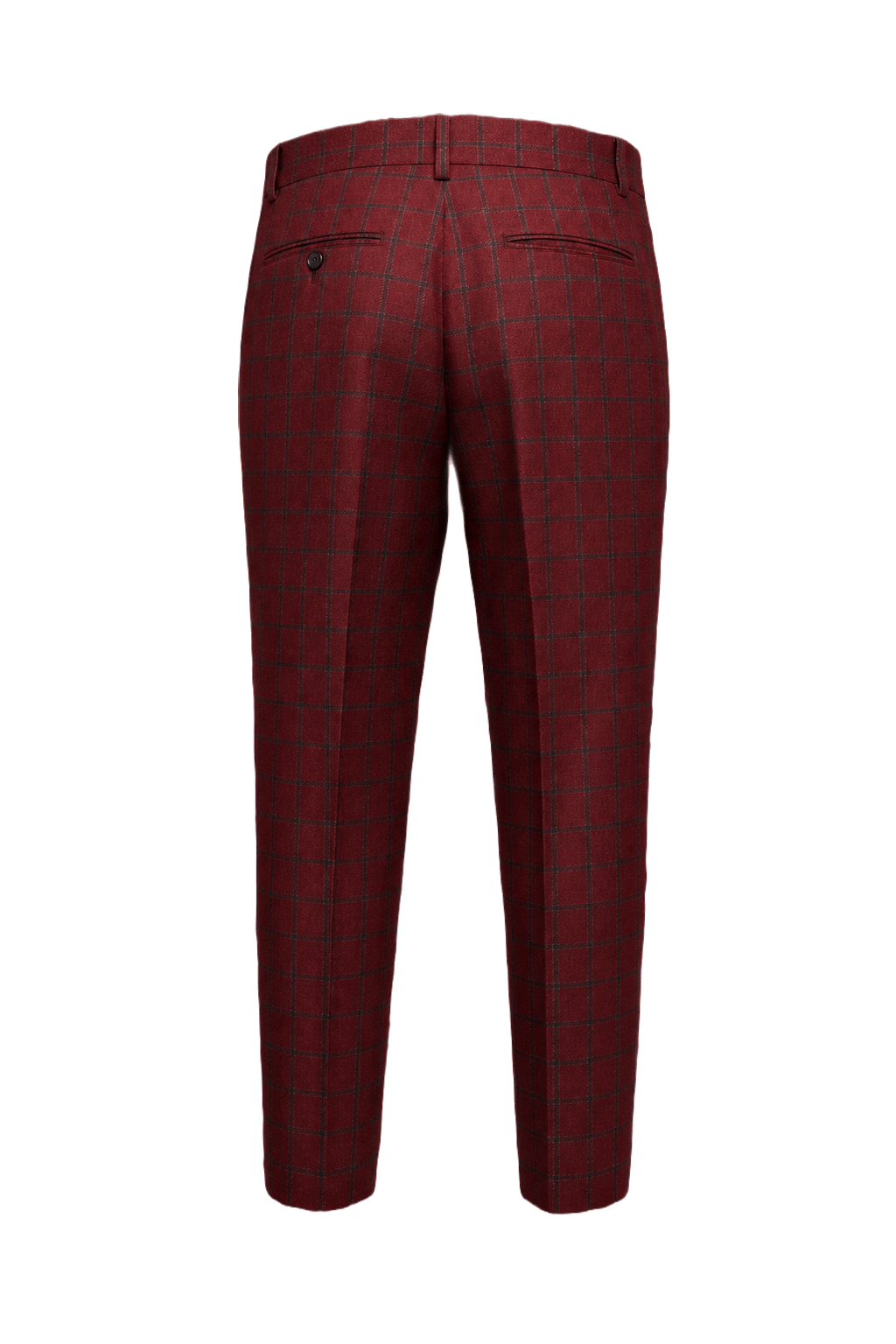 1980s Burgundy Wool Trousers - Back View