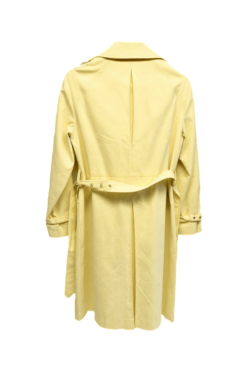 1980s Light Yellow Cotton Trench Coat - Back View