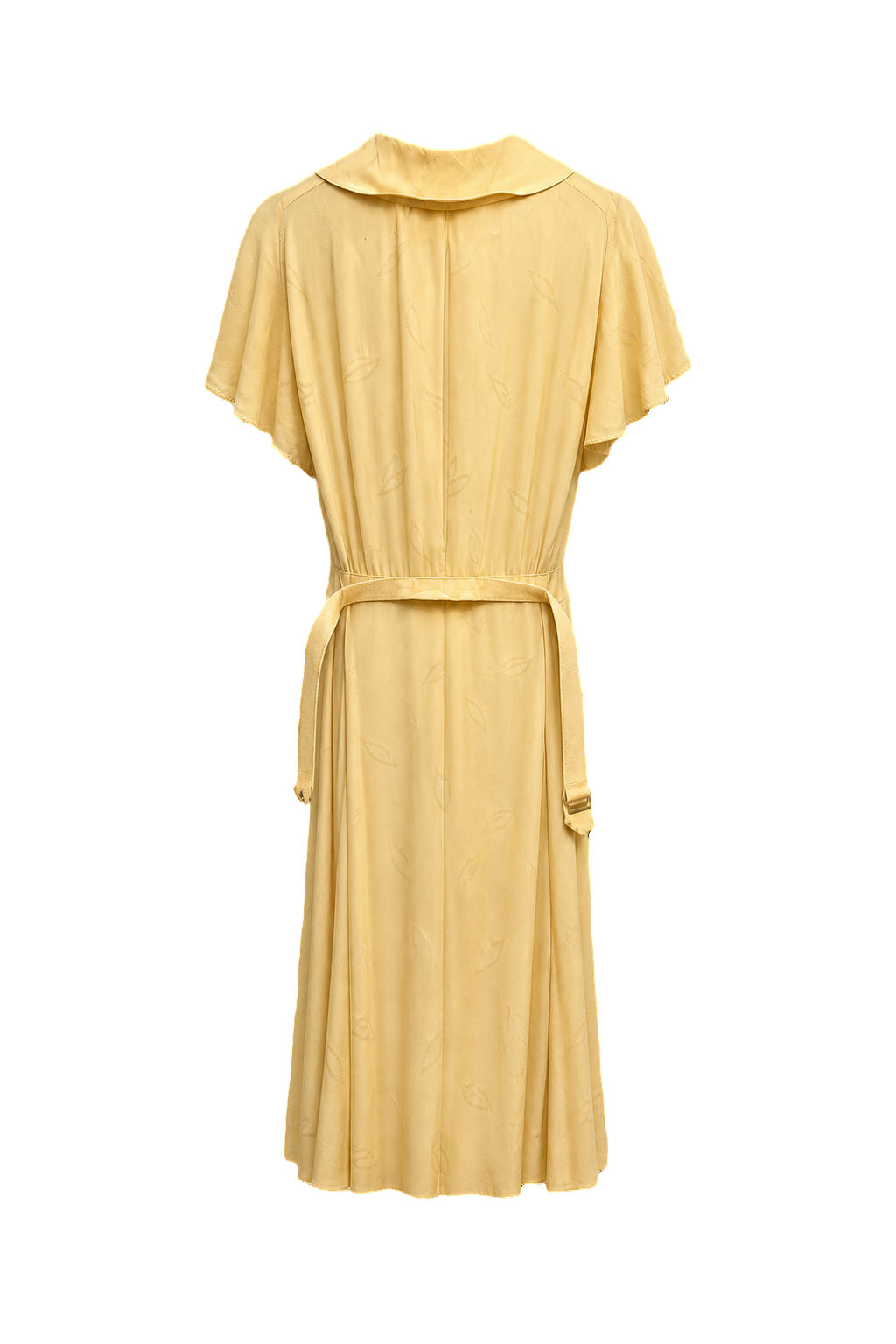 1920s Cream Yellow Silk Dress - Back View