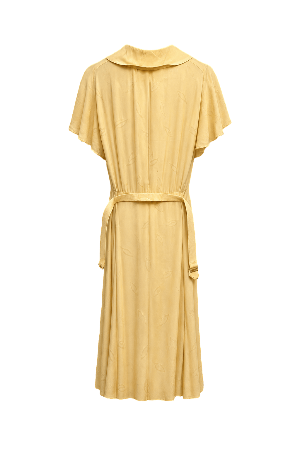 1920s Cream Yellow Silk Dress - Back View