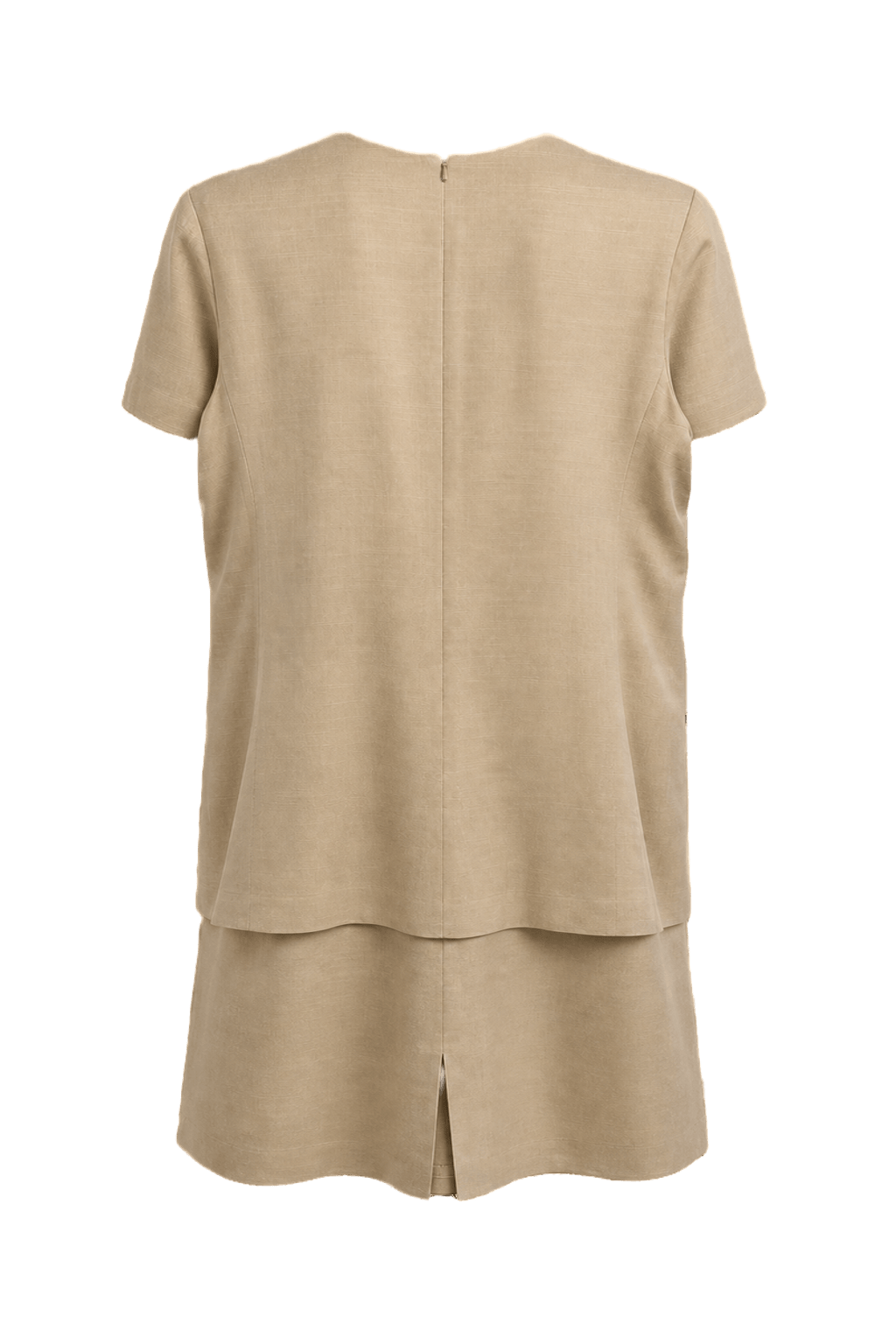 1980s Beige Cotton Blend Dress - Back View