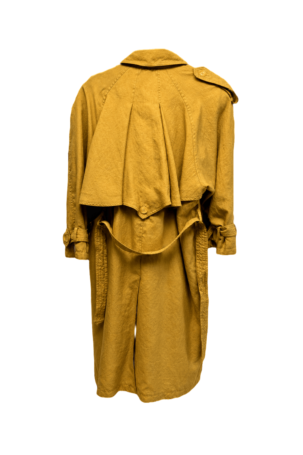 1980s Mustard Yellow Cotton Trench Coat - Back View