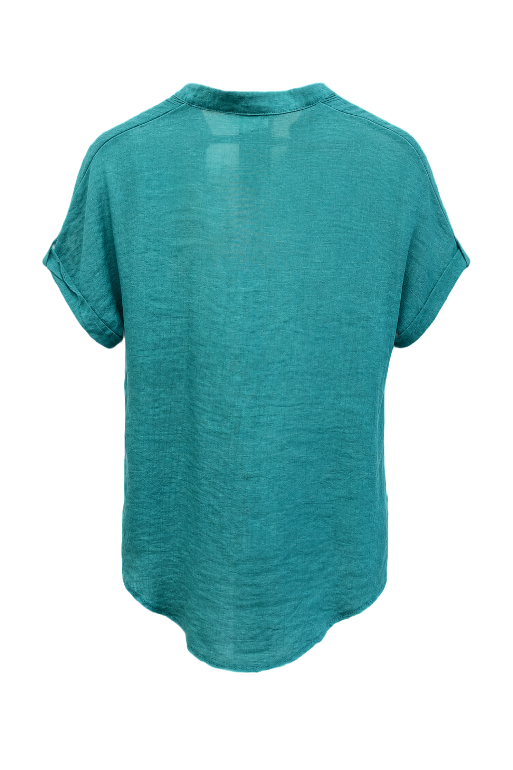 1980s Teal Cotton Blend Shirt - Back View