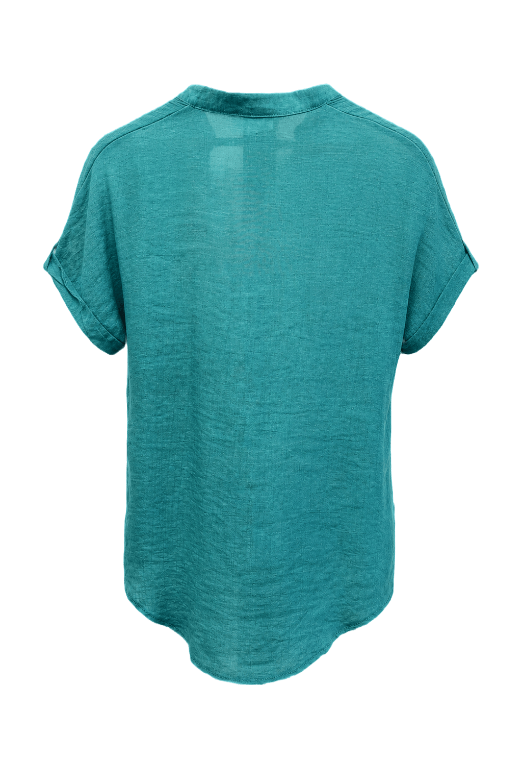 1980s Teal Cotton Blend Shirt - Back View