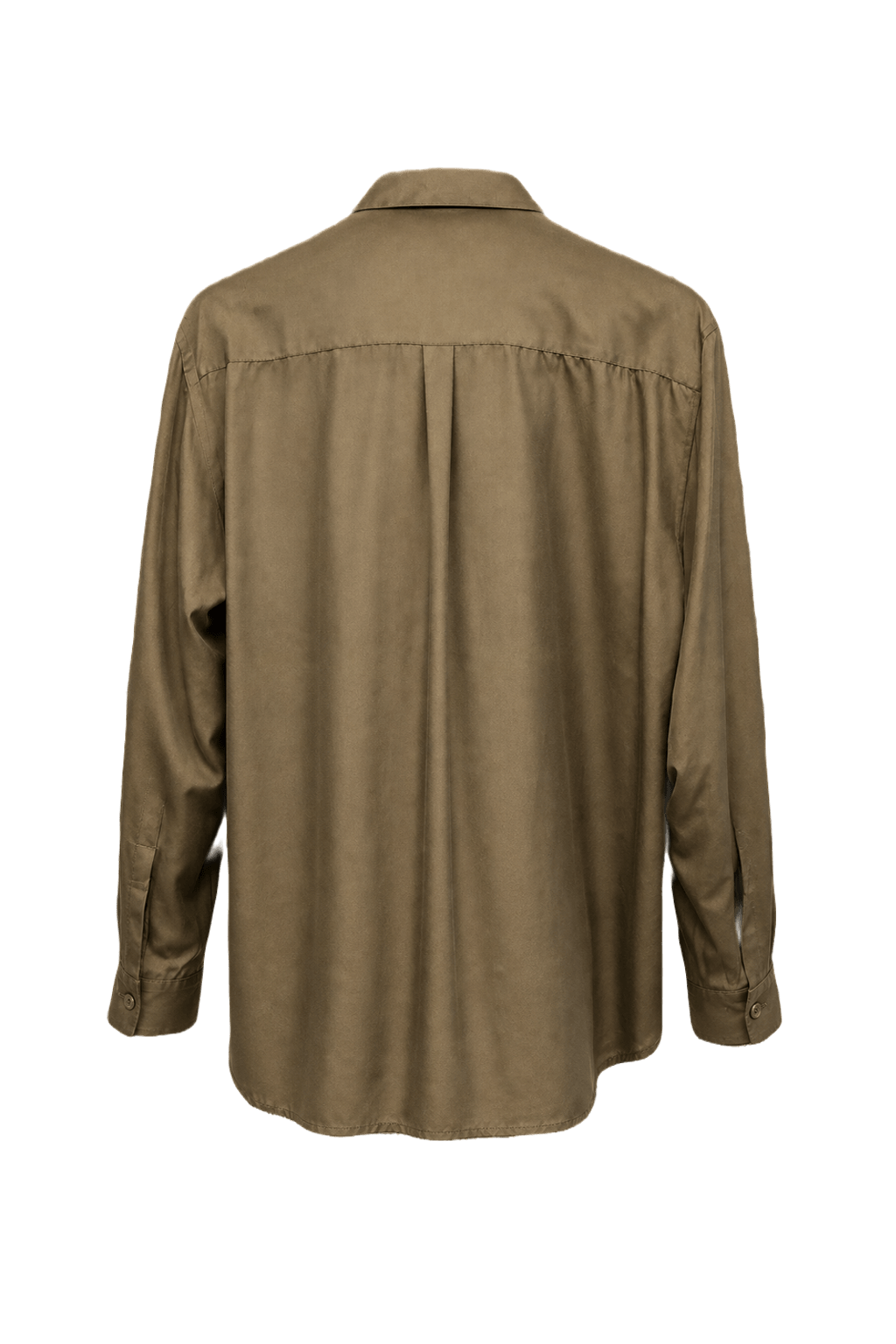 1980s Olive Green Satin-Like Button-Down Shirt - Back View