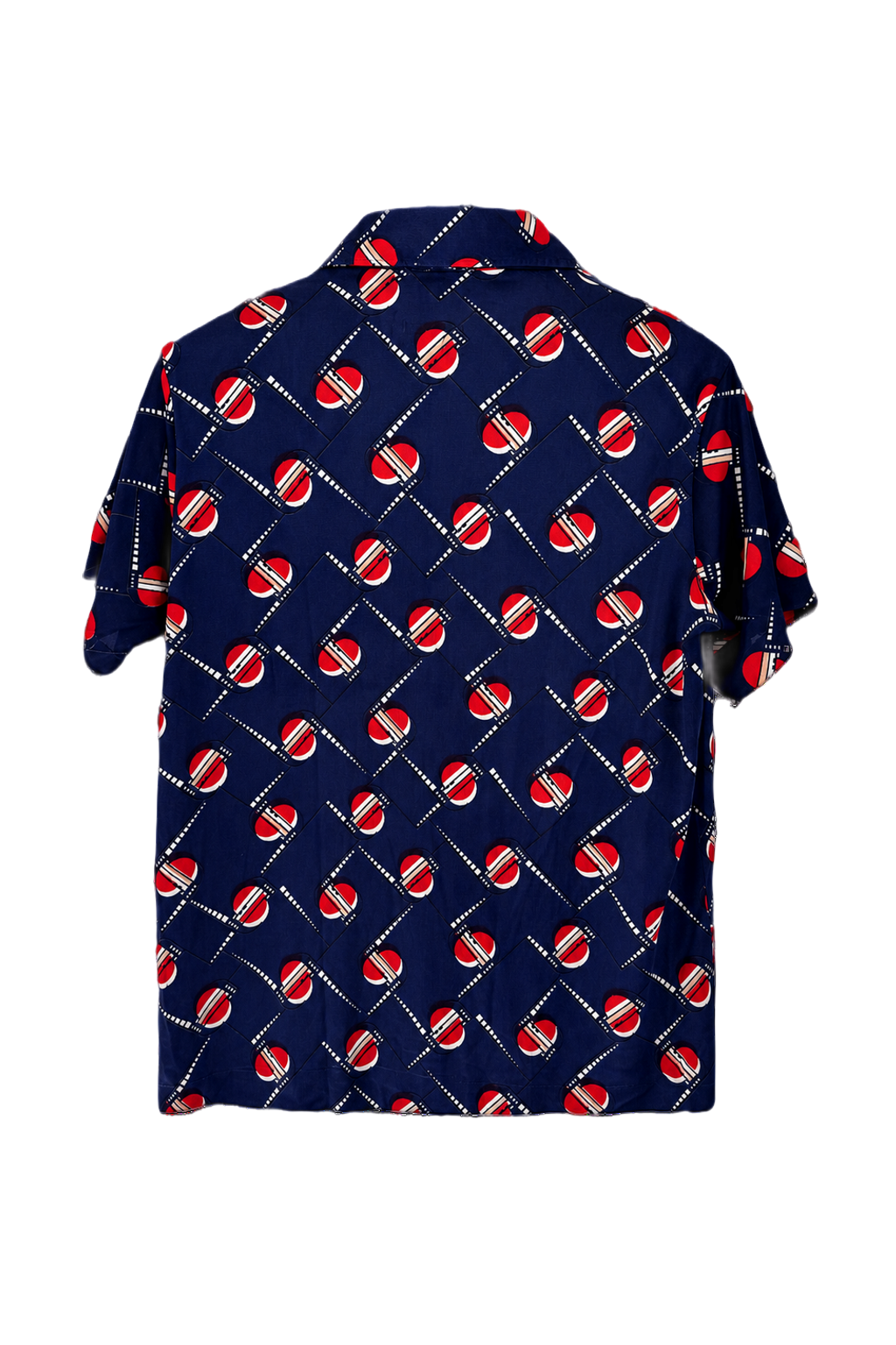 1960s Navy Blue Polyester Shirt - Back View