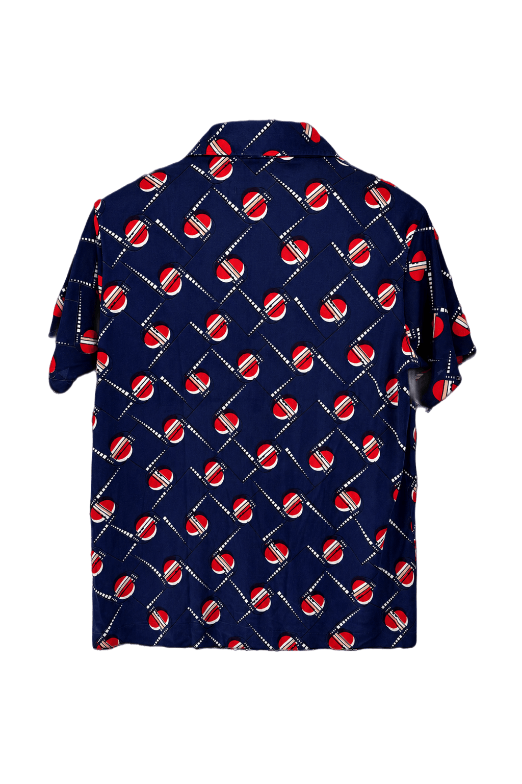 1960s Navy Blue Polyester Shirt - Back View