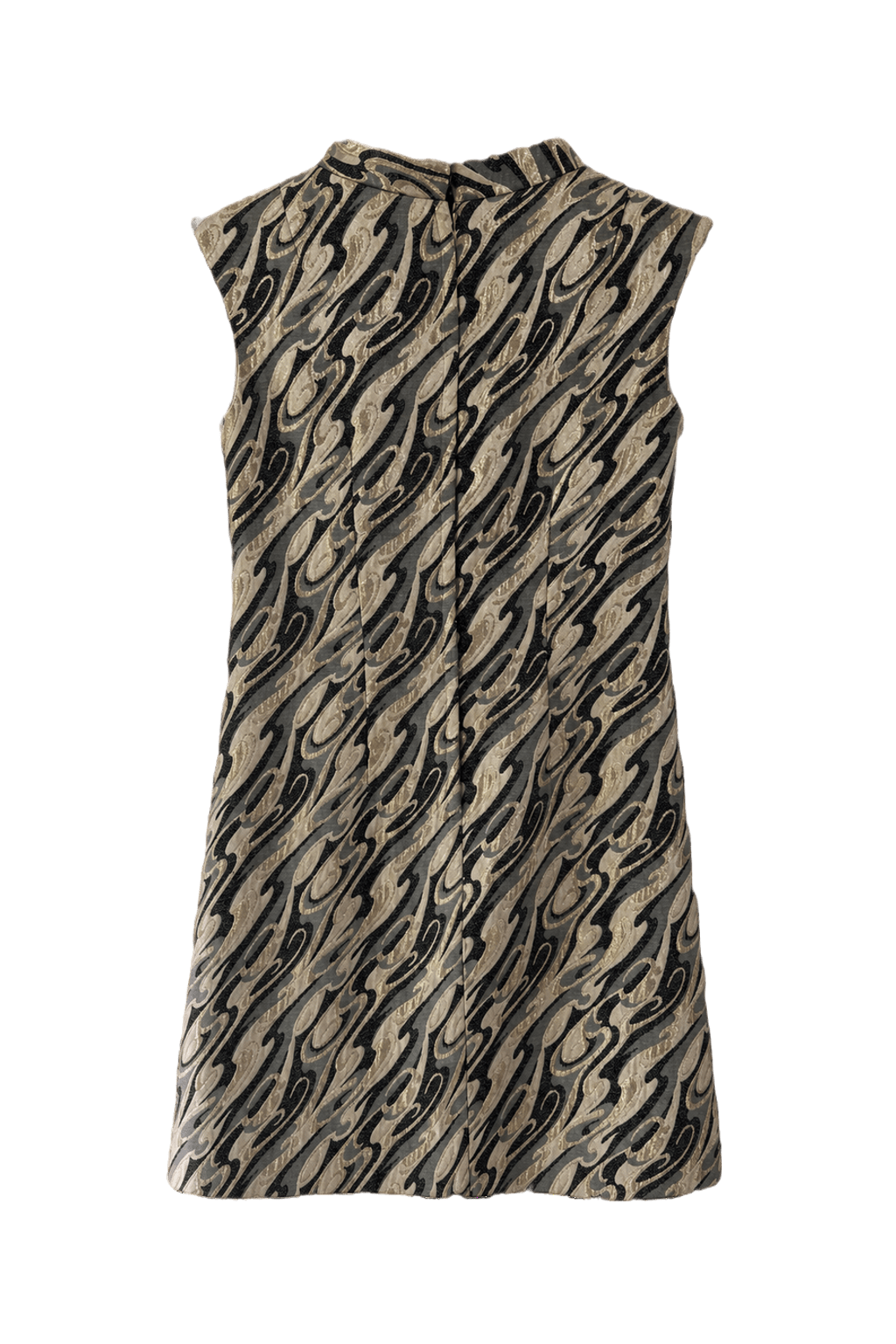 1960s Gold Brocade Shift Dress - Back View