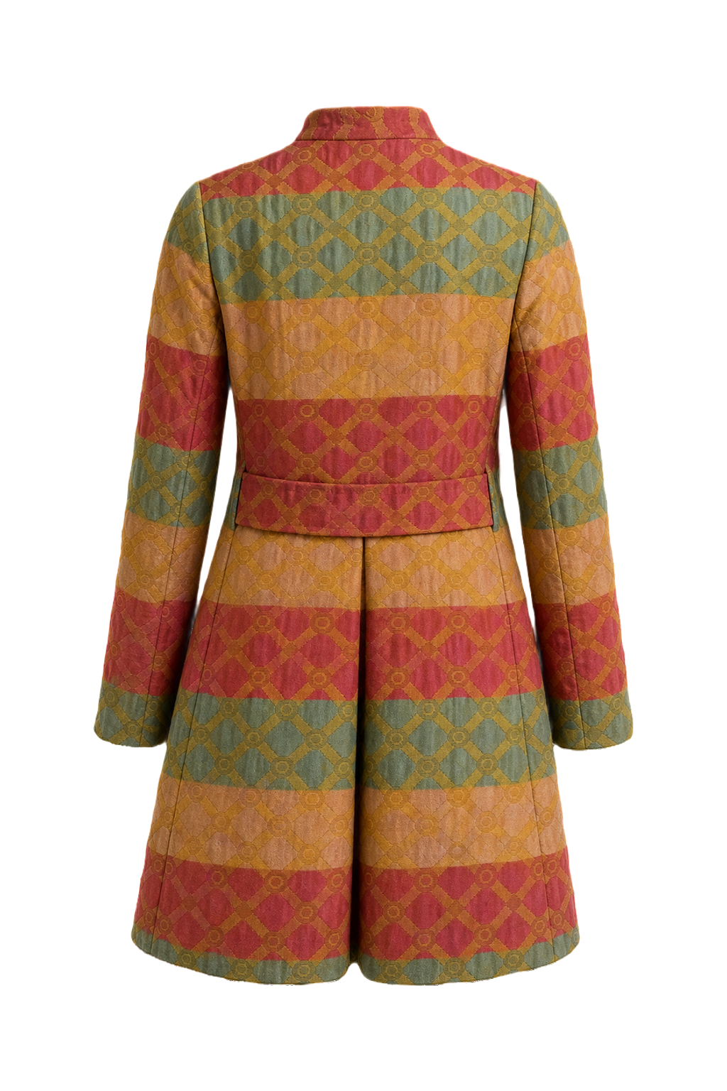 1960s Multi-Color Cotton Blend Coat - Back View