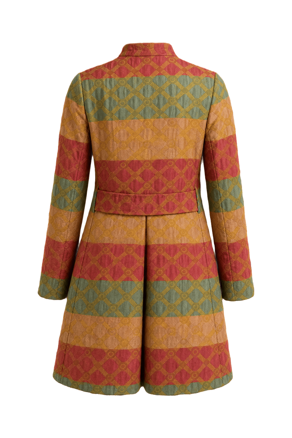 1960s Multi-Color Cotton Blend Coat - Back View