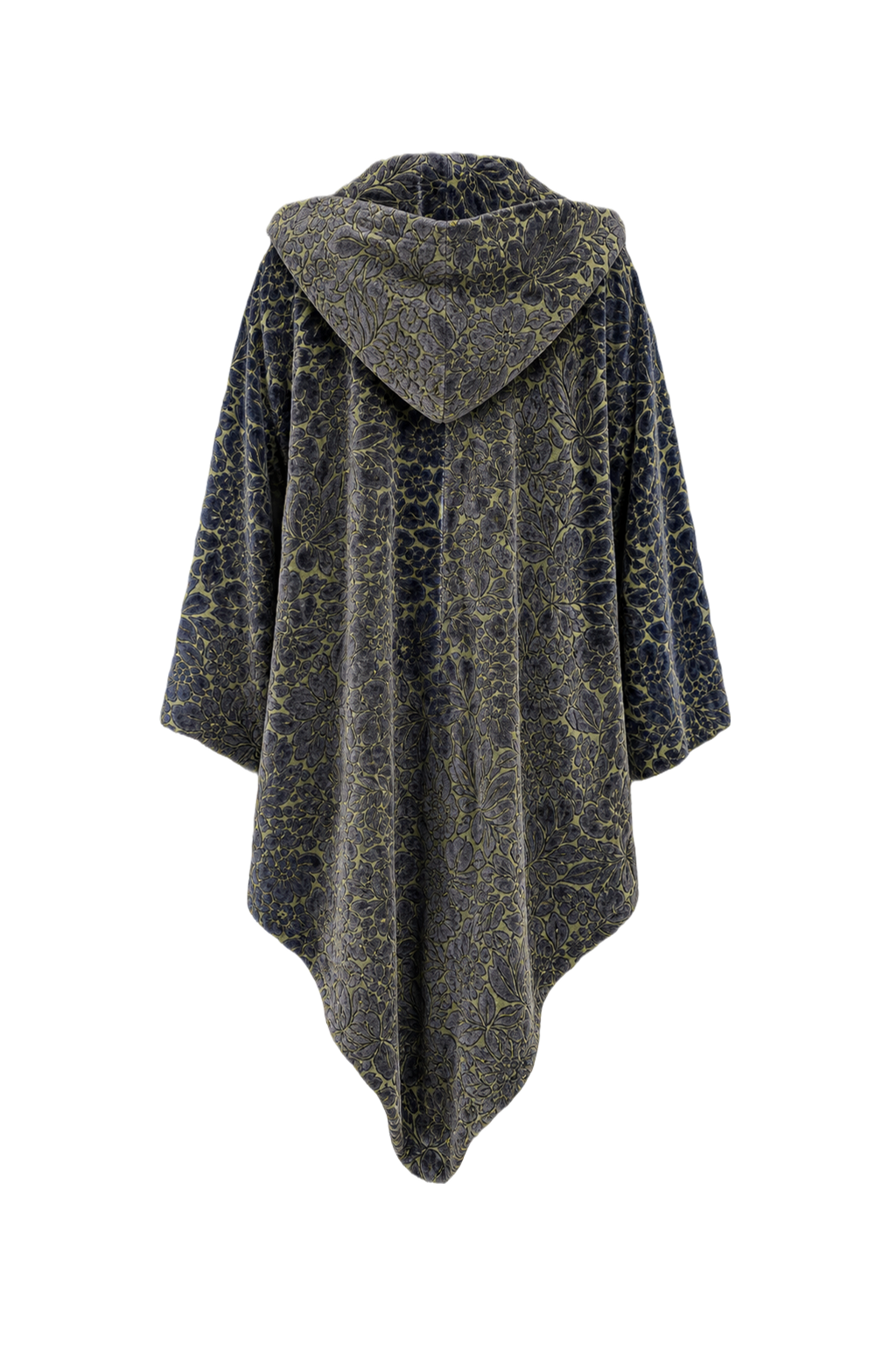 1920s Navy Blue Velvet Cape - Back View