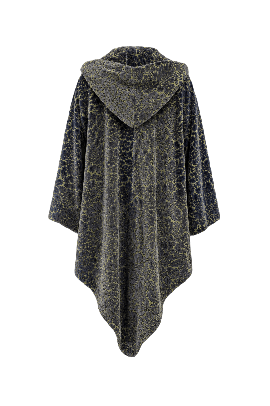 1920s Navy Blue Velvet Cape - Back View