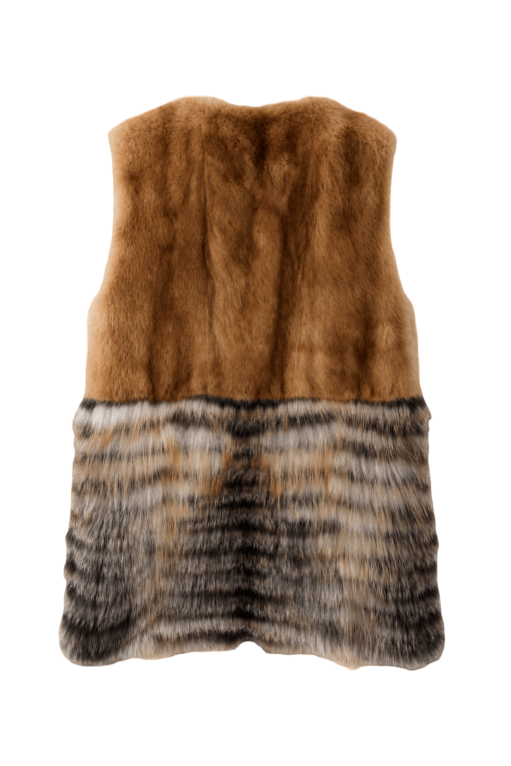 1990s Tan Fur Vest - Back View