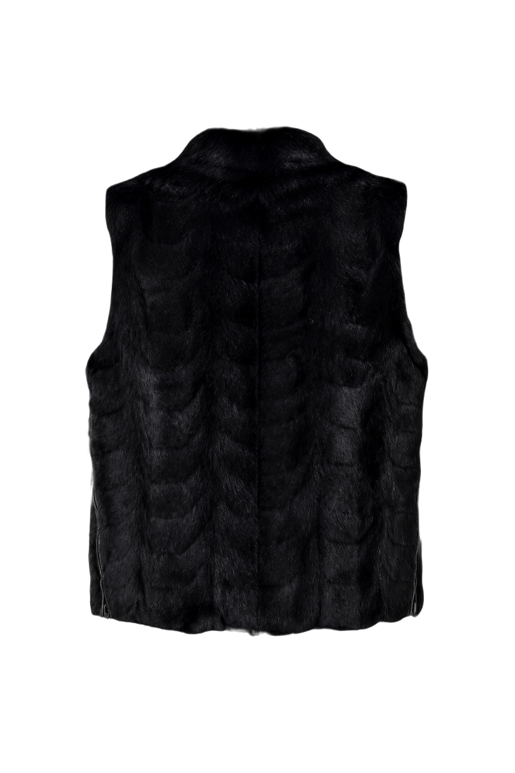 1990s Black Faux Fur Vest - Back View