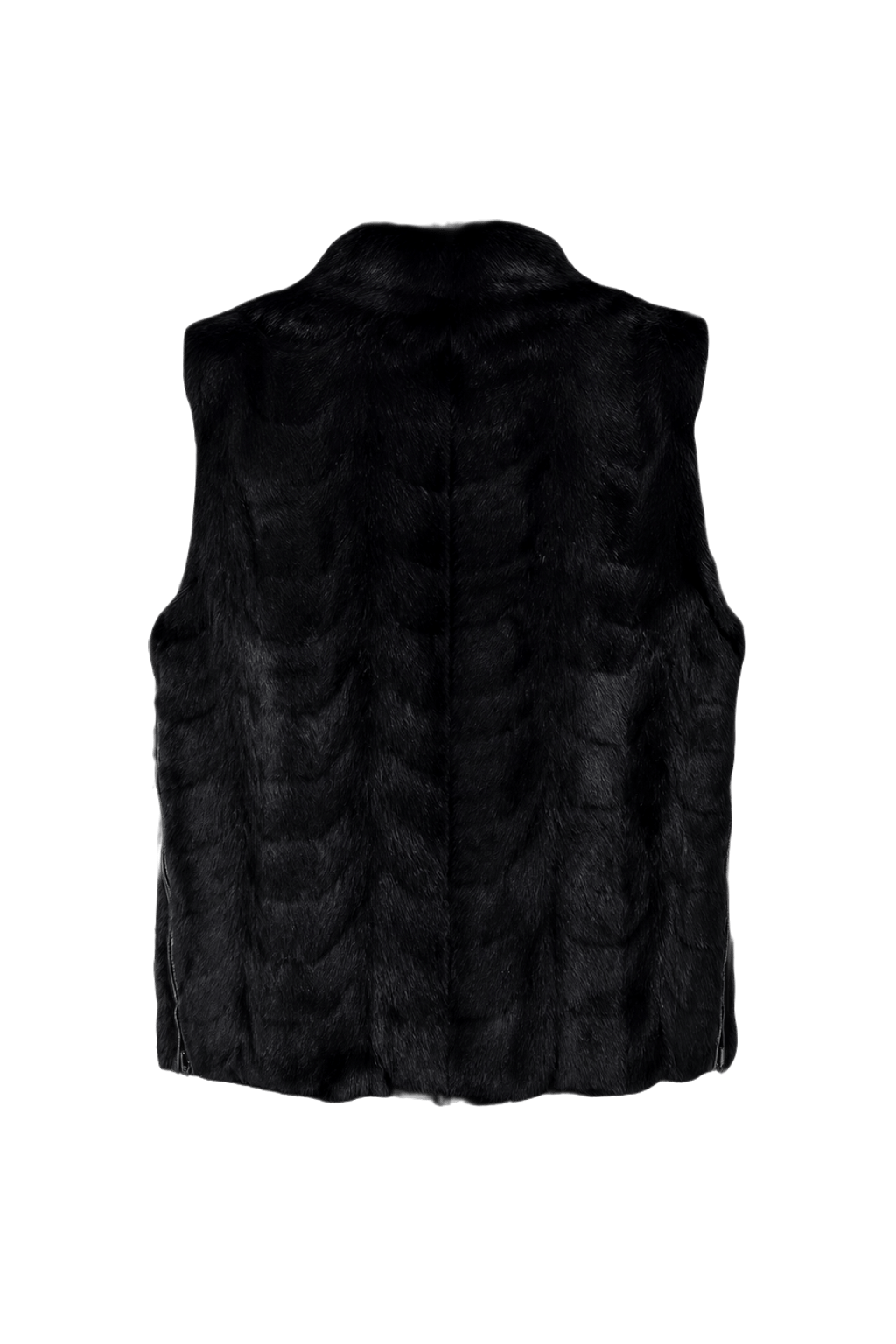 1990s Black Faux Fur Vest - Back View
