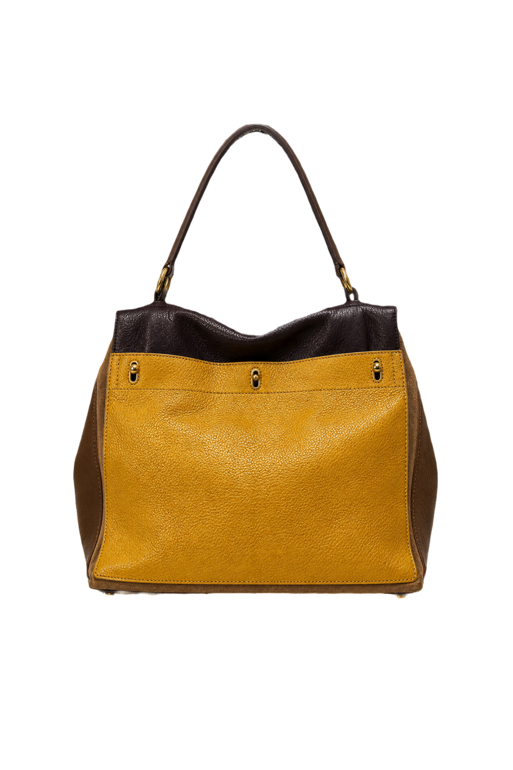 1990s Mustard Yellow Leather Bag - Back View