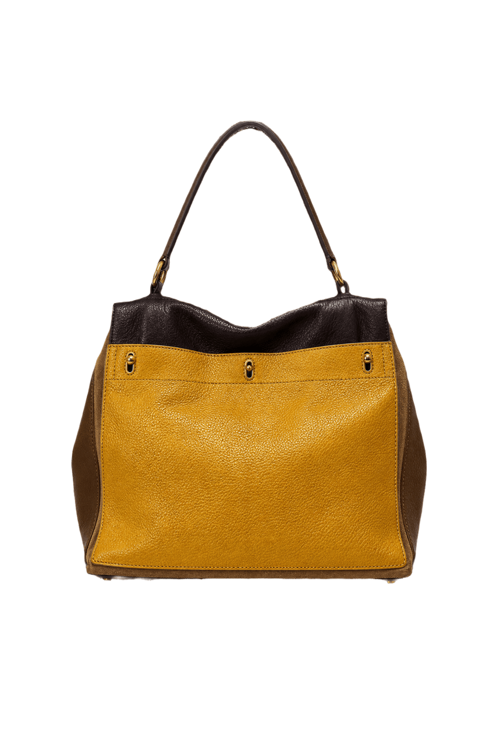 1990s Mustard Yellow Leather Bag - Back View