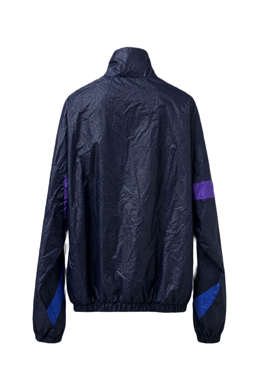 1990s Black Nylon Color-Block Jacket - Back View