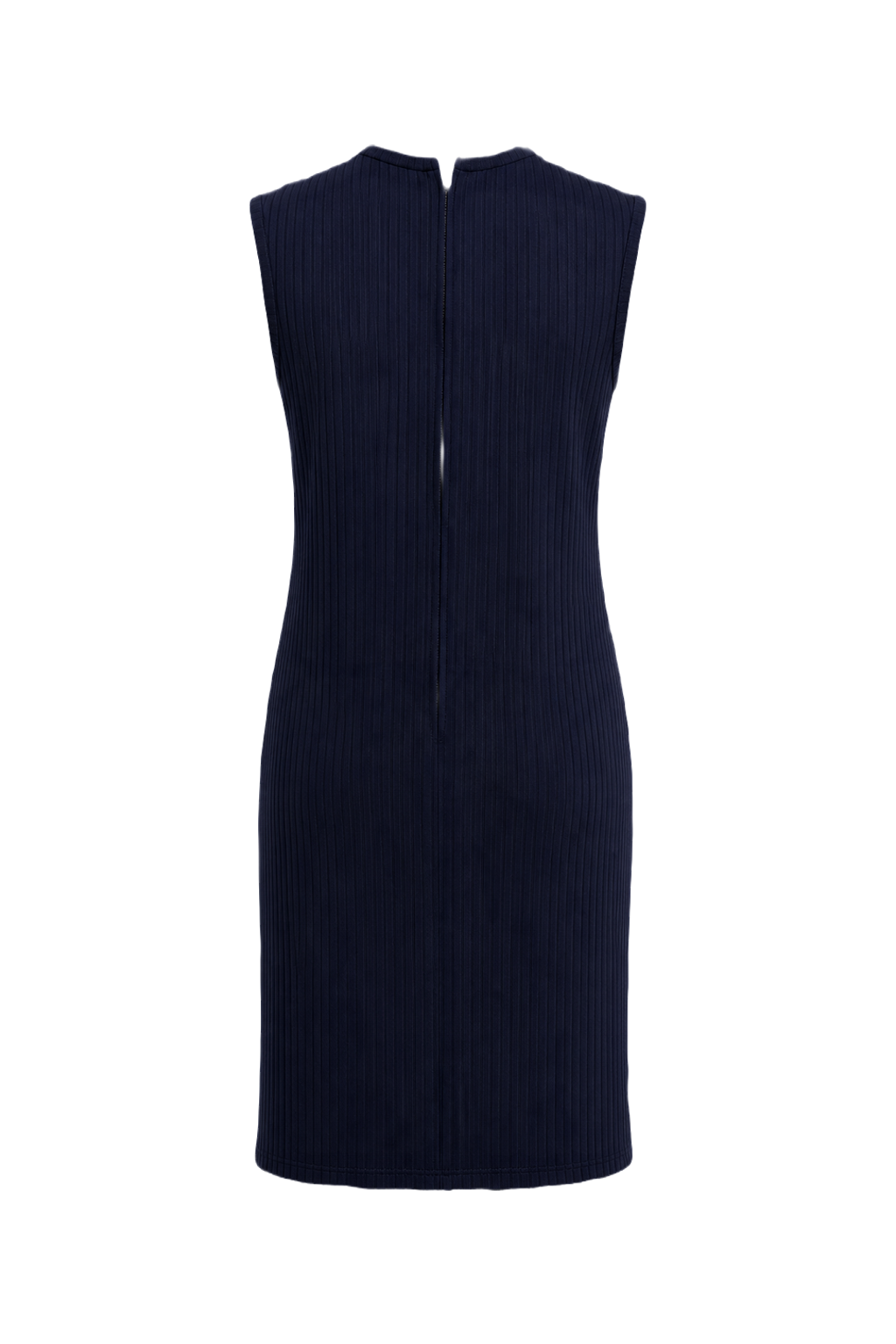 1960s Navy Blue Polyester Shift Dress - Back View