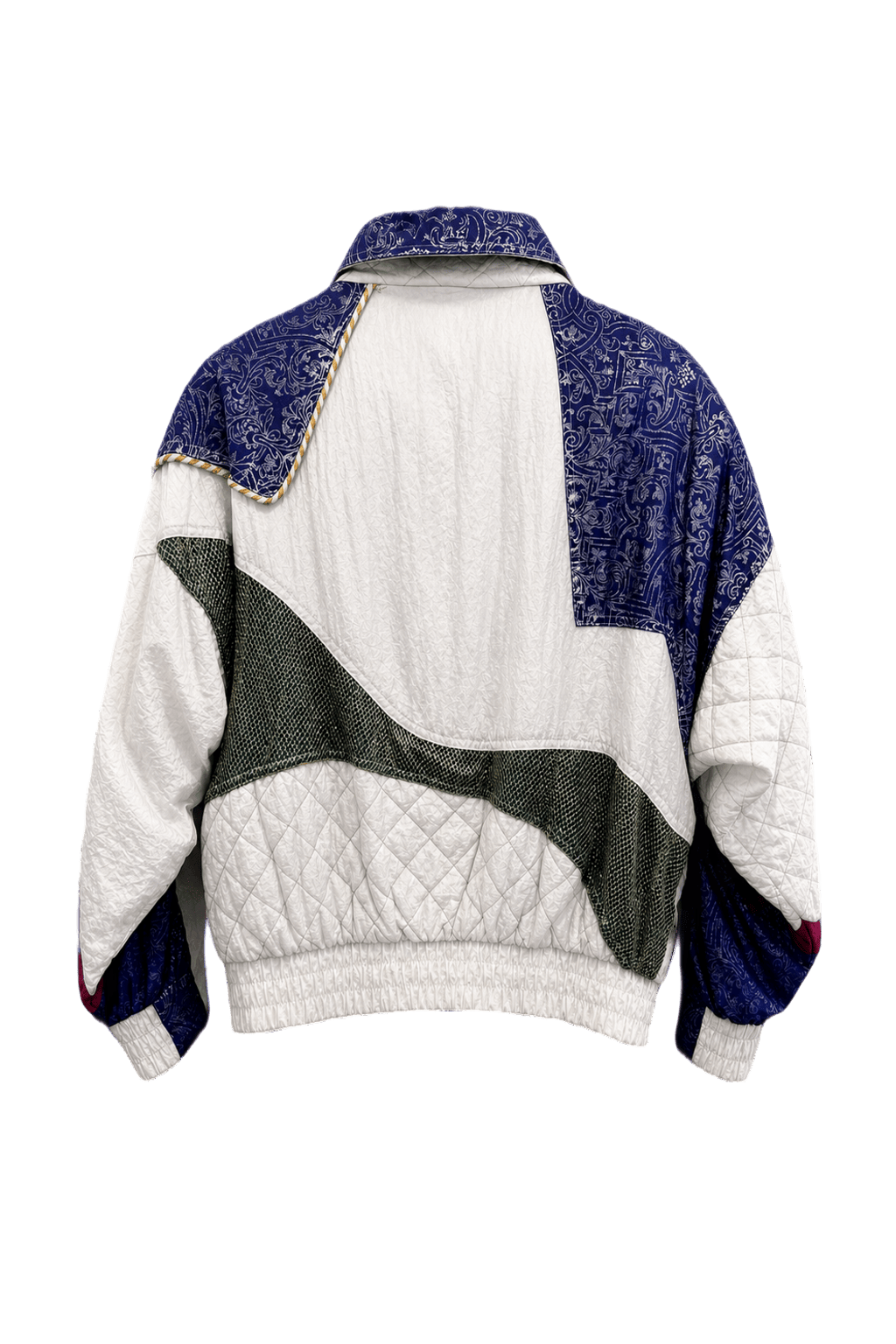 1980s White Polyester Bomber Jacket - Back View