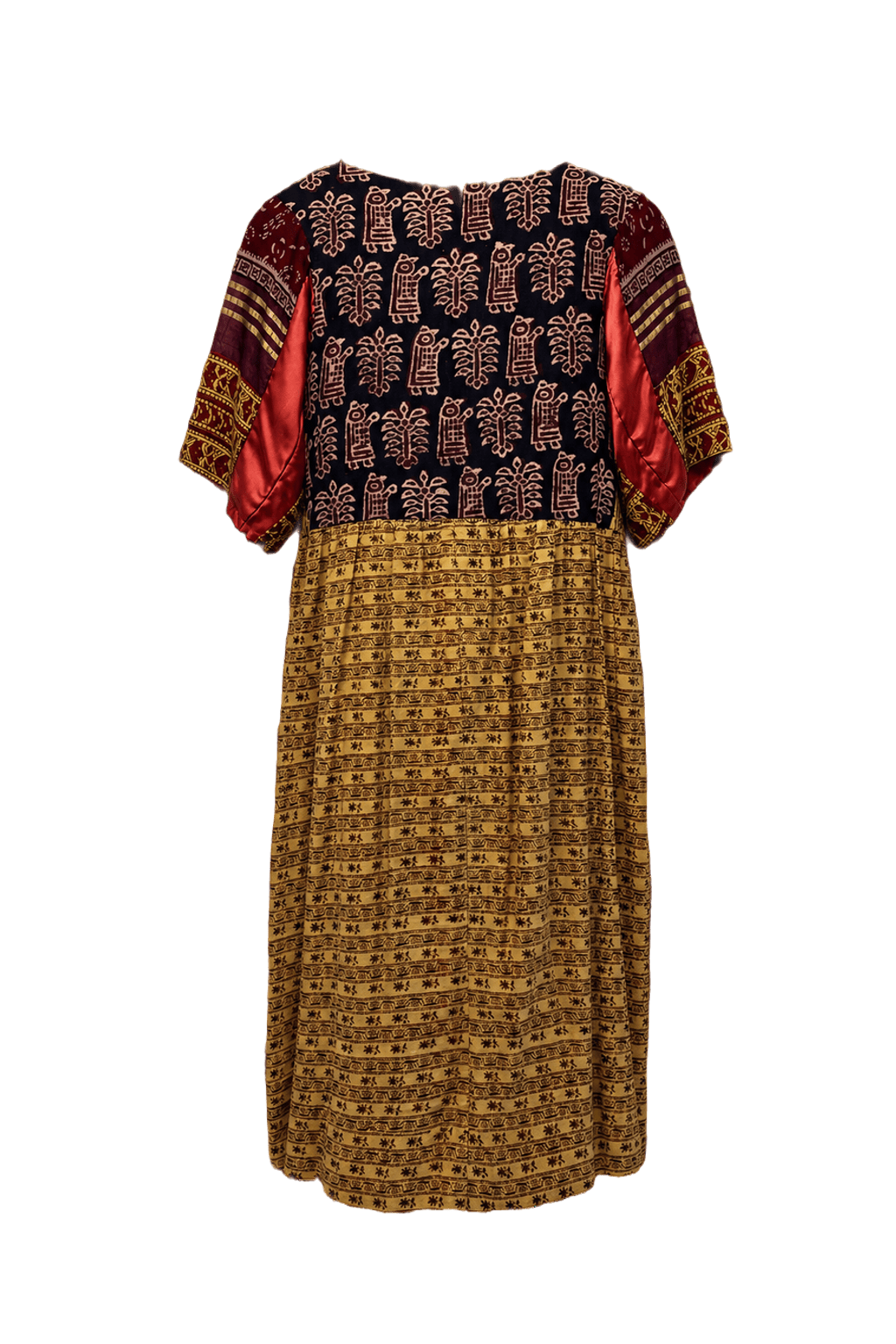 1970s Burgundy Cotton Blend Dress - Back View