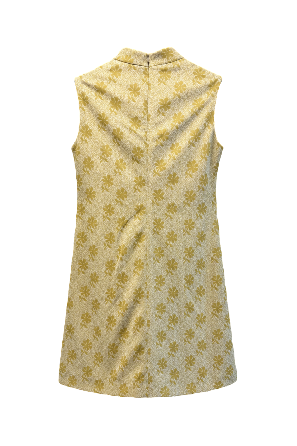 1970s Yellow Cotton Shift Dress - Back View