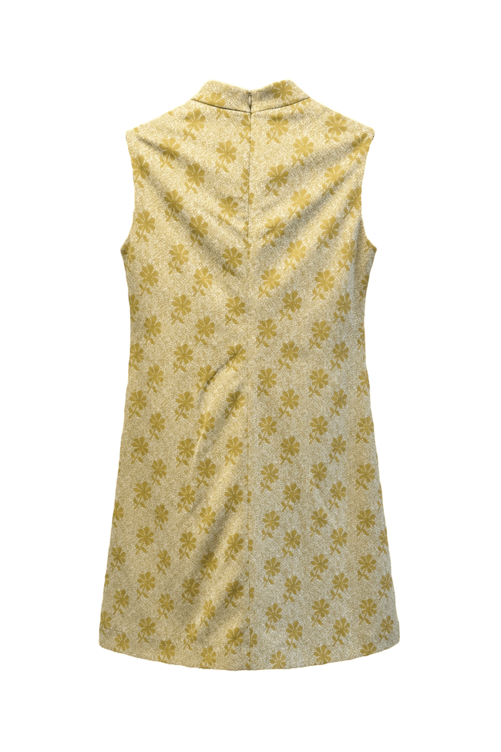1970s Yellow Cotton Shift Dress - Back View
