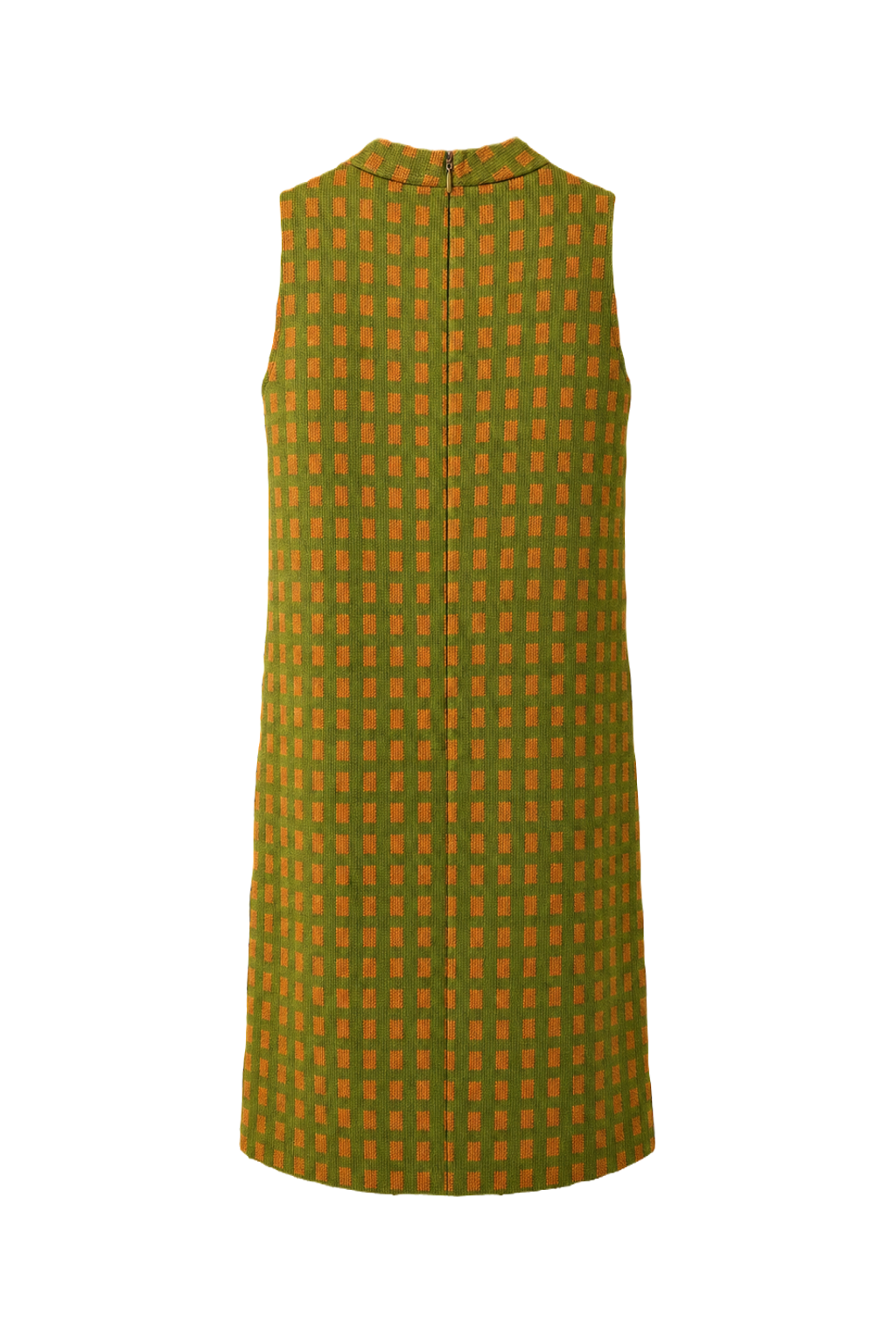 1960s Green Wool Blend Shift Dress - Back View