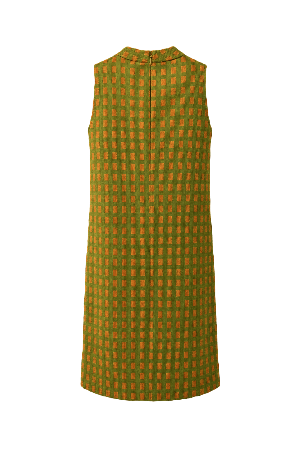 1960s Green Wool Blend Shift Dress - Back View