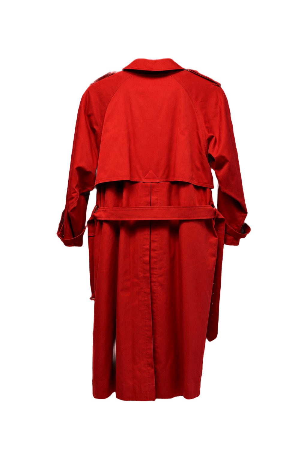 1980s Red Cotton Blend Trench Coat - Back View