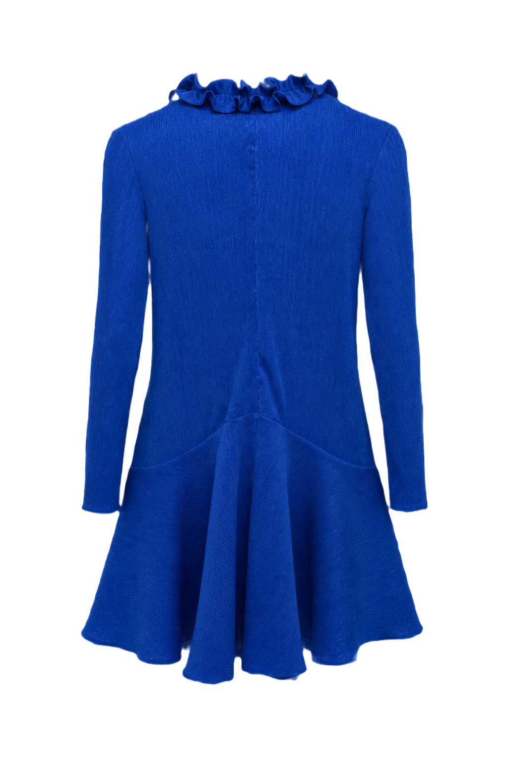 1990s Deep Royal Blue Polyester Dress - Back View