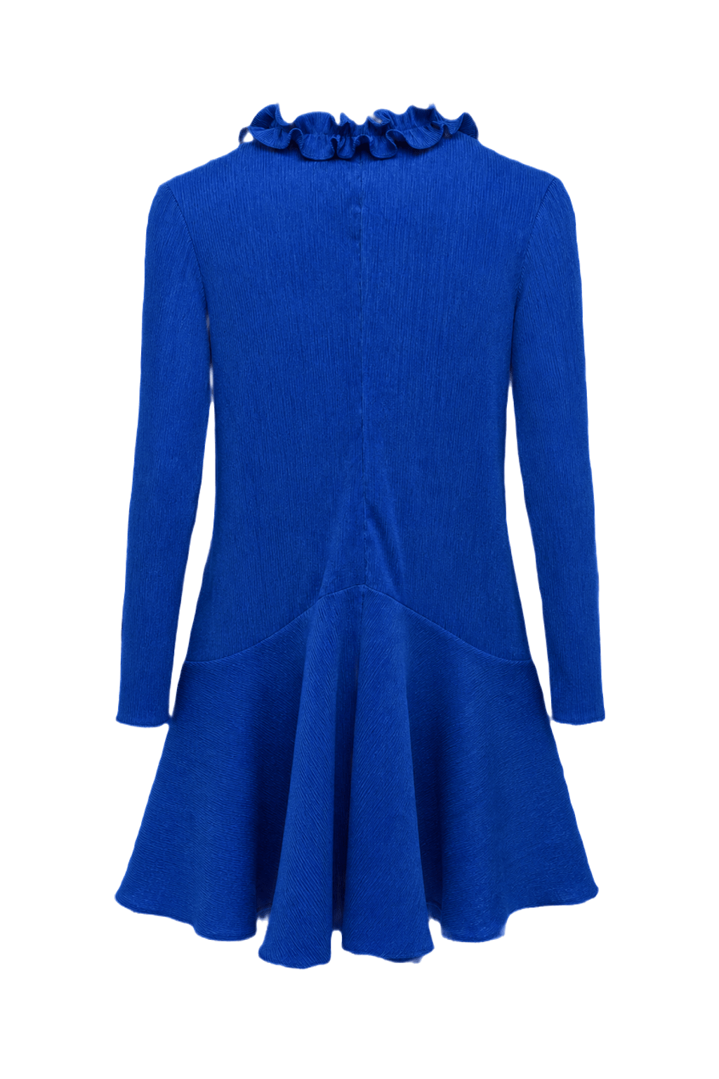 1990s Deep Royal Blue Polyester Dress - Back View