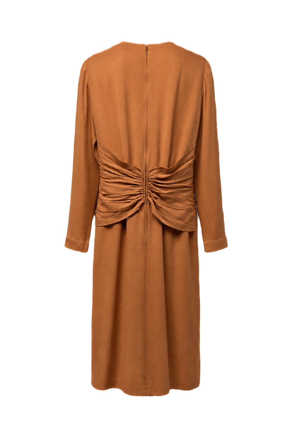 1980s Rust Orange Polyester Dress - Back View