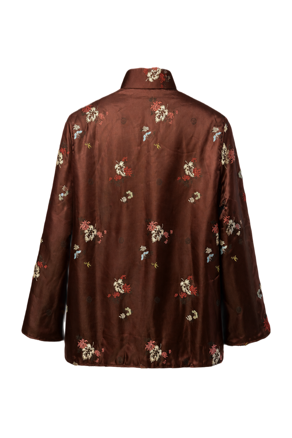 1970s Brown Silk Satin Jacket - Back View