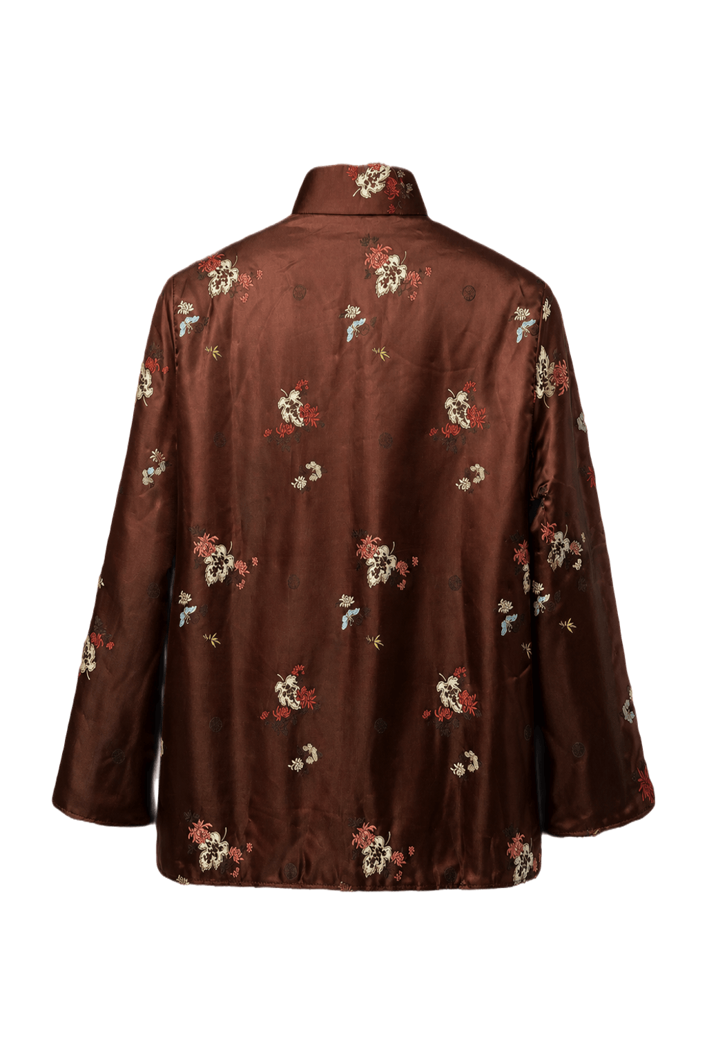1970s Brown Silk Satin Jacket - Back View