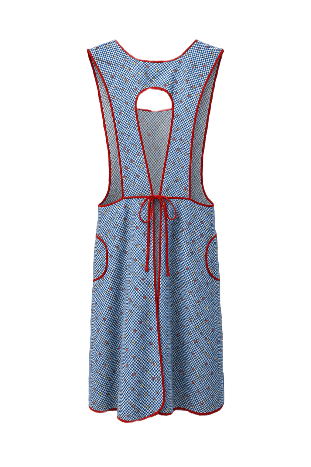 1950s Blue Cotton Pinafore Dress - Back View