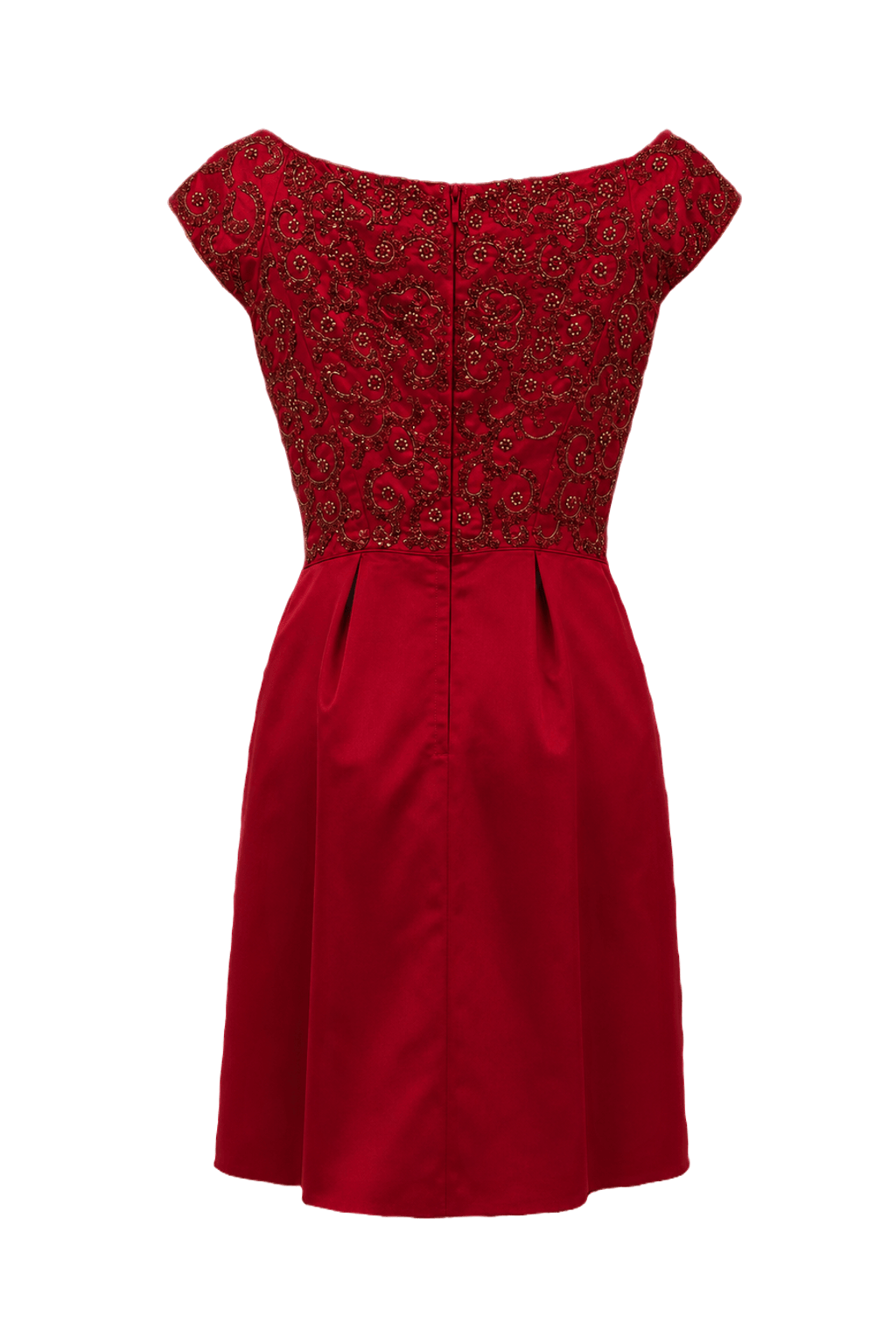 1950s Crimson Red Satin Dress - Back View
