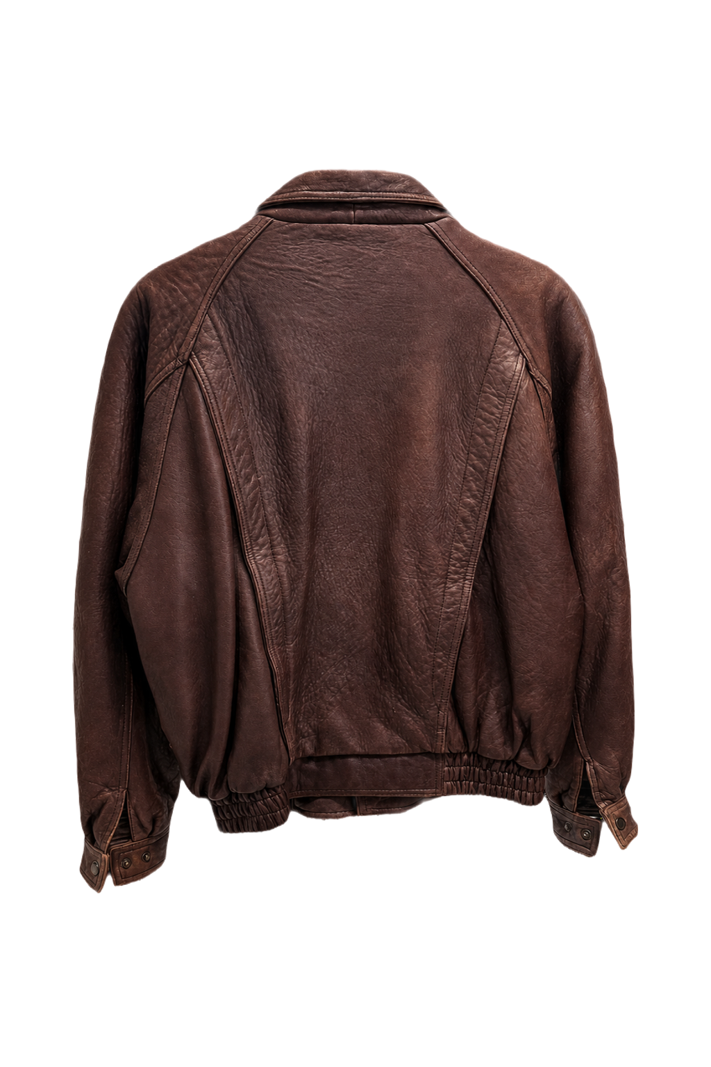 1970s Brown Leather Jacket - Back View