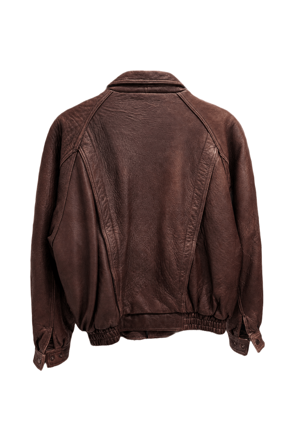 1970s Brown Leather Jacket - Back View