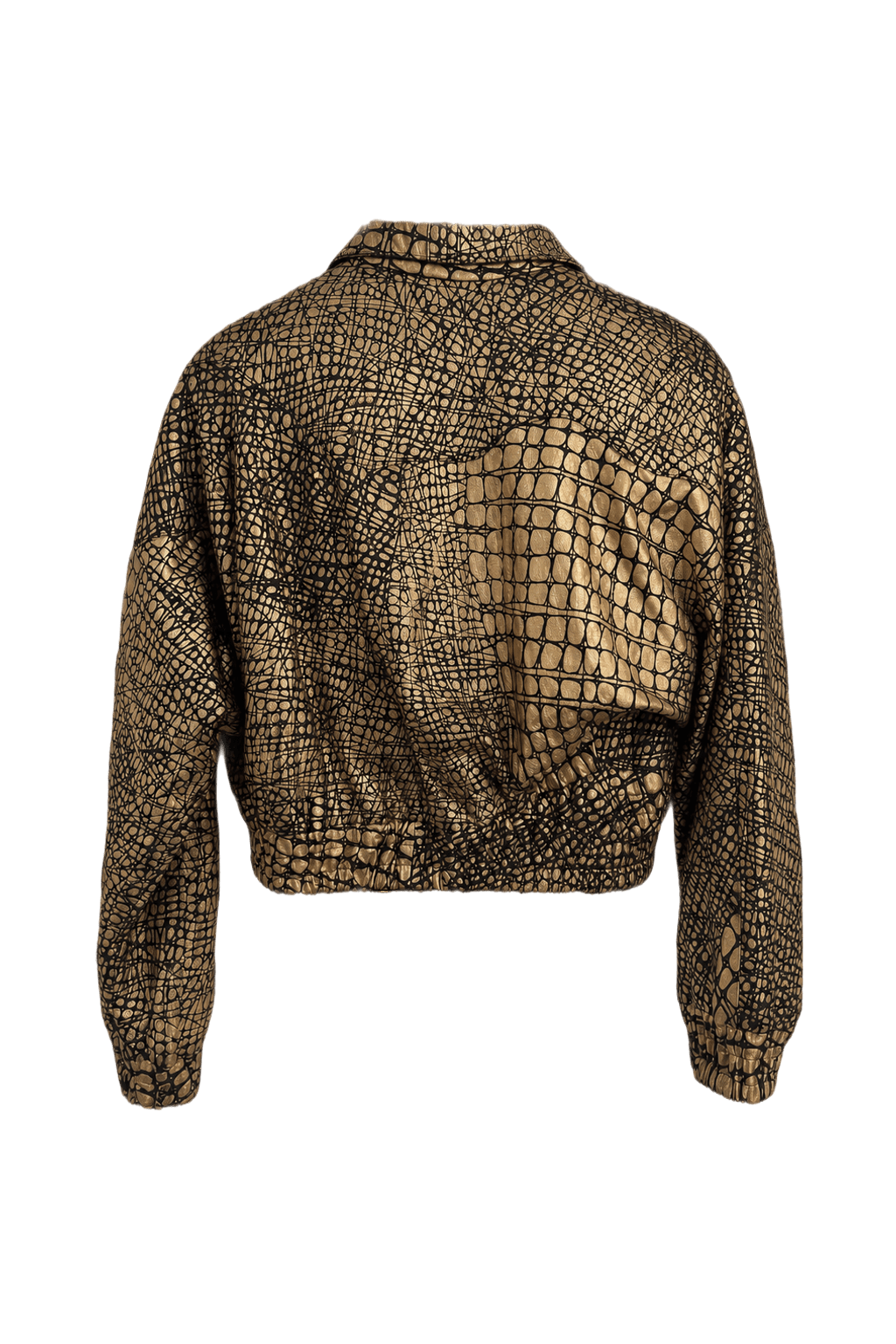 1980s Metallic Gold Synthetic Blend Jacket - Back View