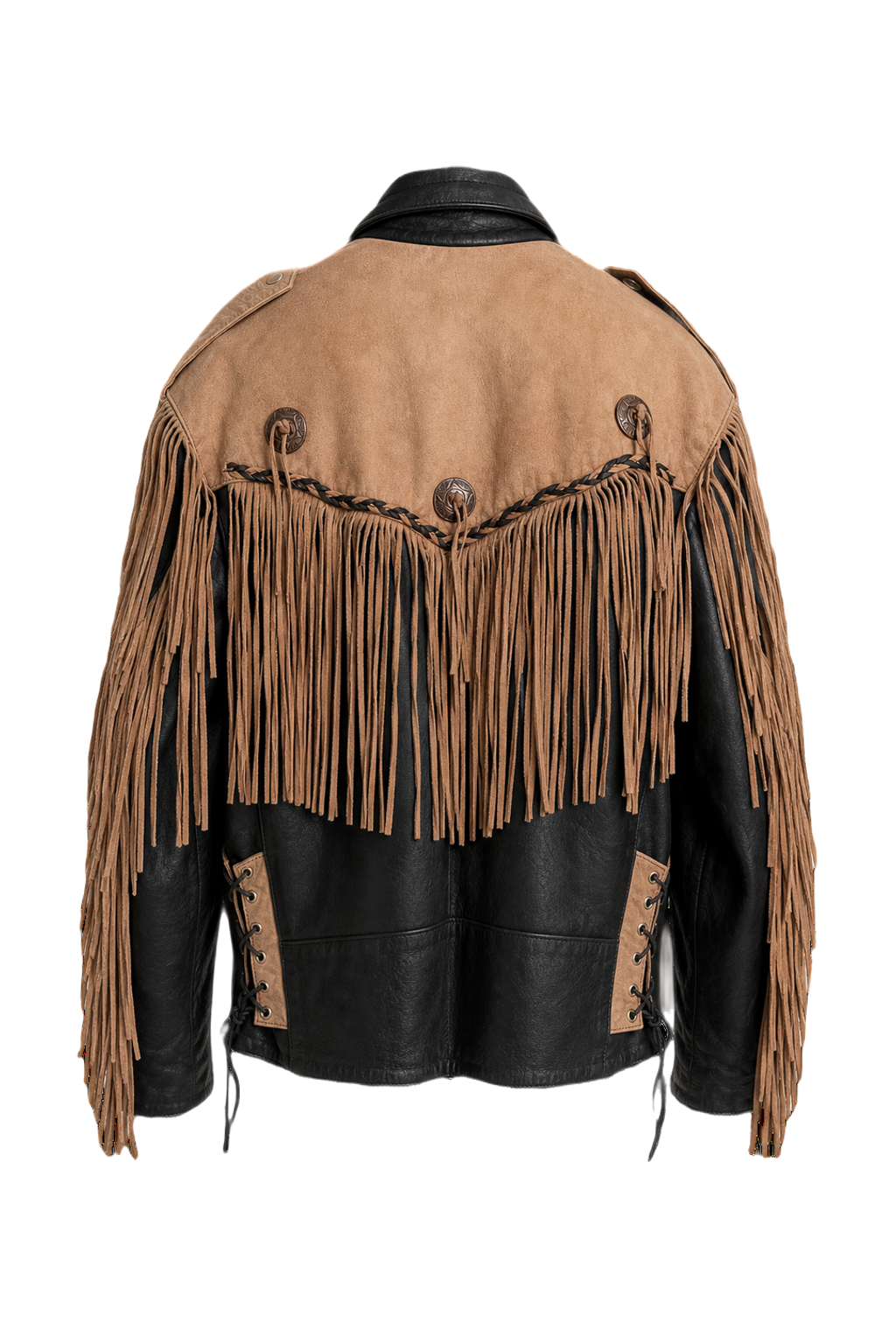 1970s Beige Suede and Leather Jacket - Back View