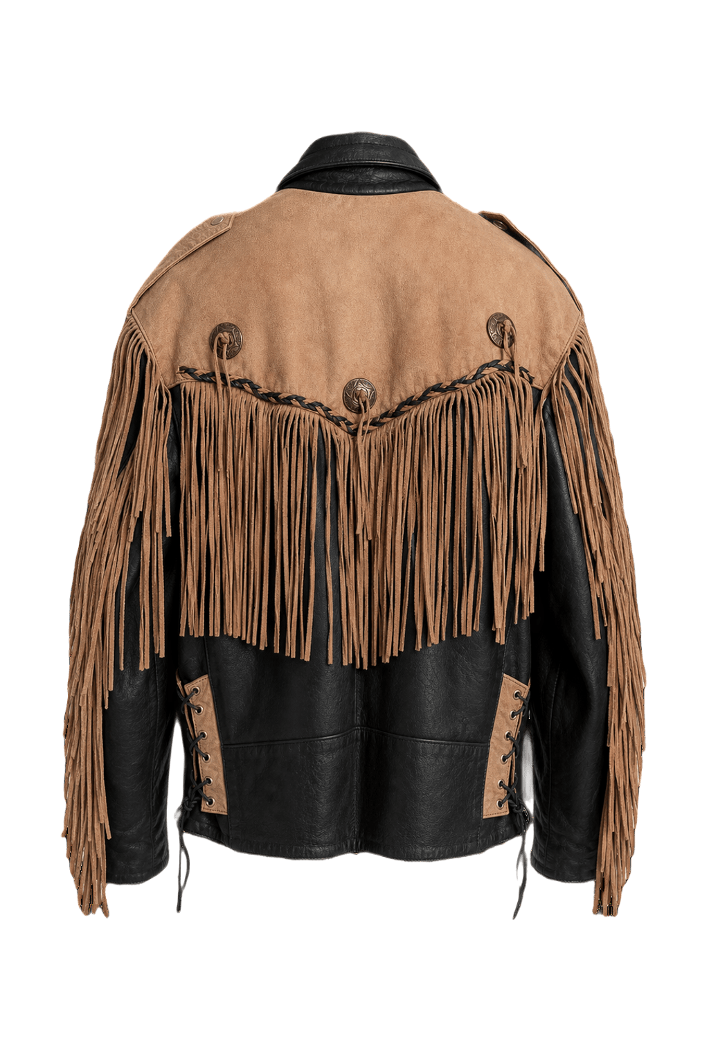 1970s Beige Suede and Leather Jacket - Back View