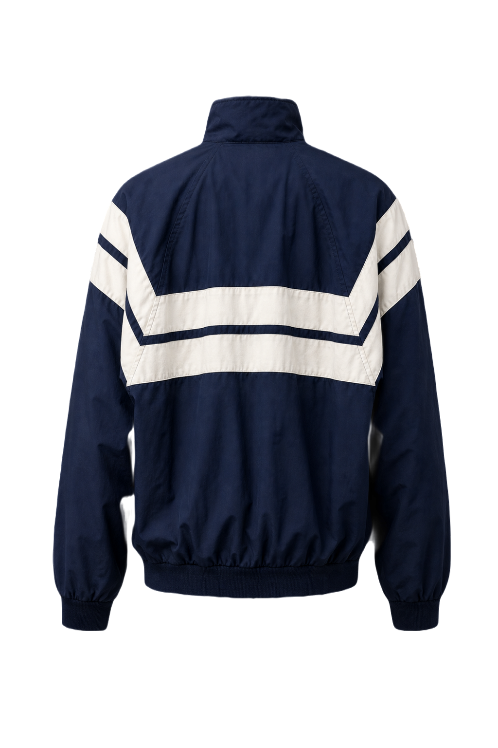 1980s Navy Blue Synthetic Blend Jacket - Back View